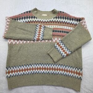 Altard State Fair Isle Geometric Knit Fuzzy Sweater Pullover Women's M